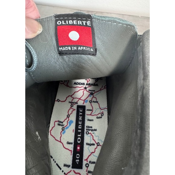 OLIBERTE Grey Suede Moccasin Boots Made in Africa Lace Up Ankle Boots Size 9 - Picture 4 of 9